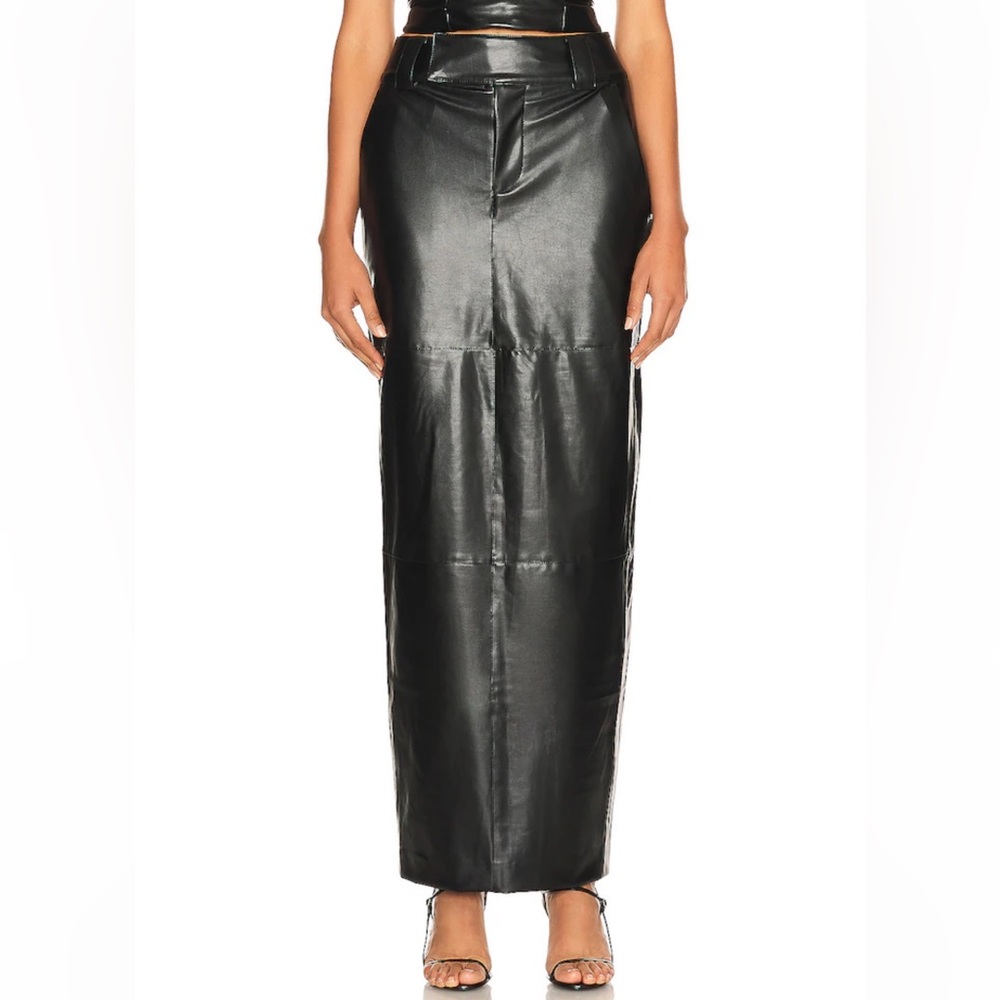 HELSA Faux Leather Midi Skirt